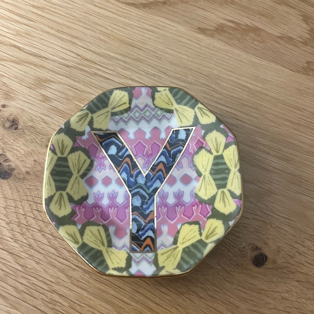 Anthropologie Multicolor Decorative Plate with Letter Y